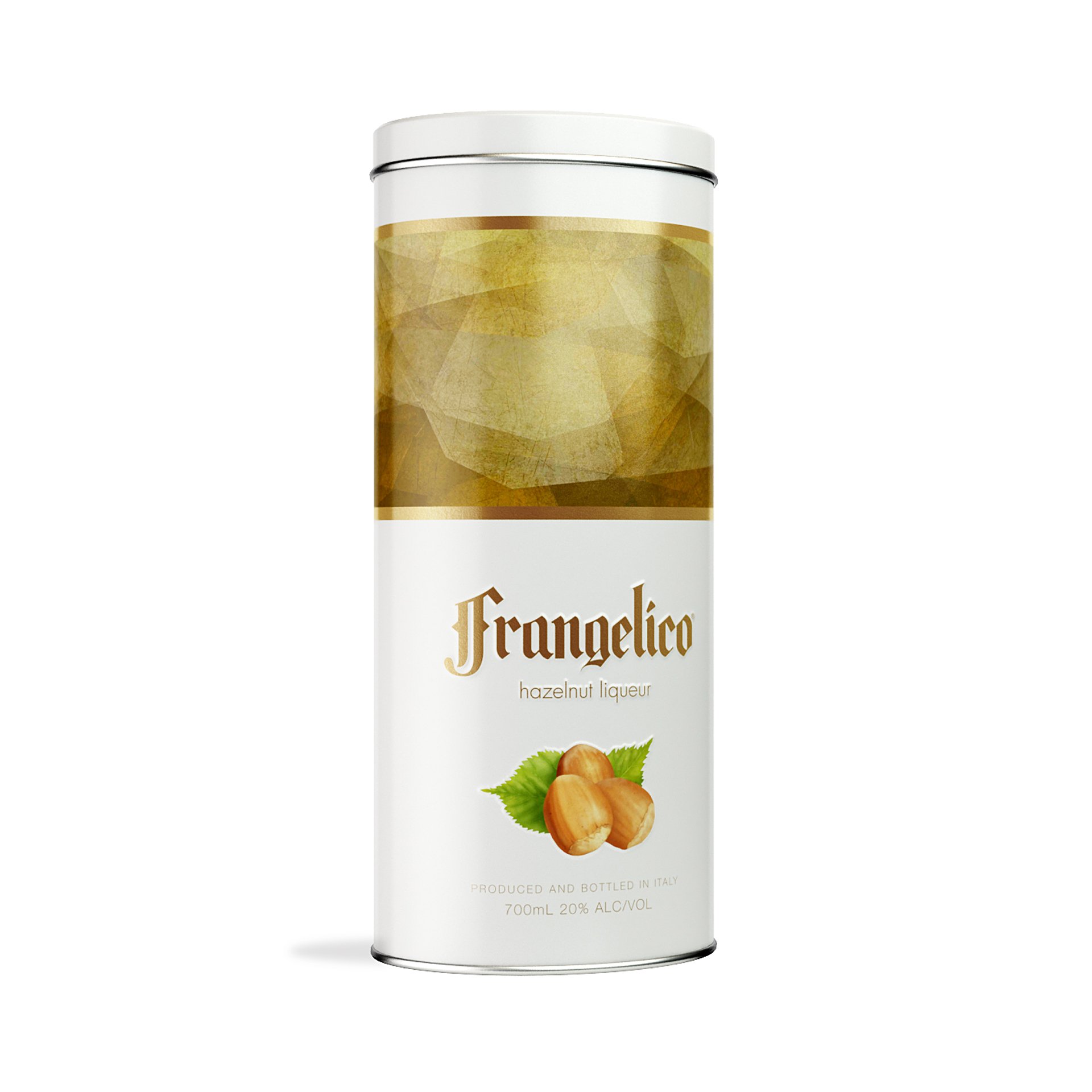 liqueur packaging design Frangelico tin