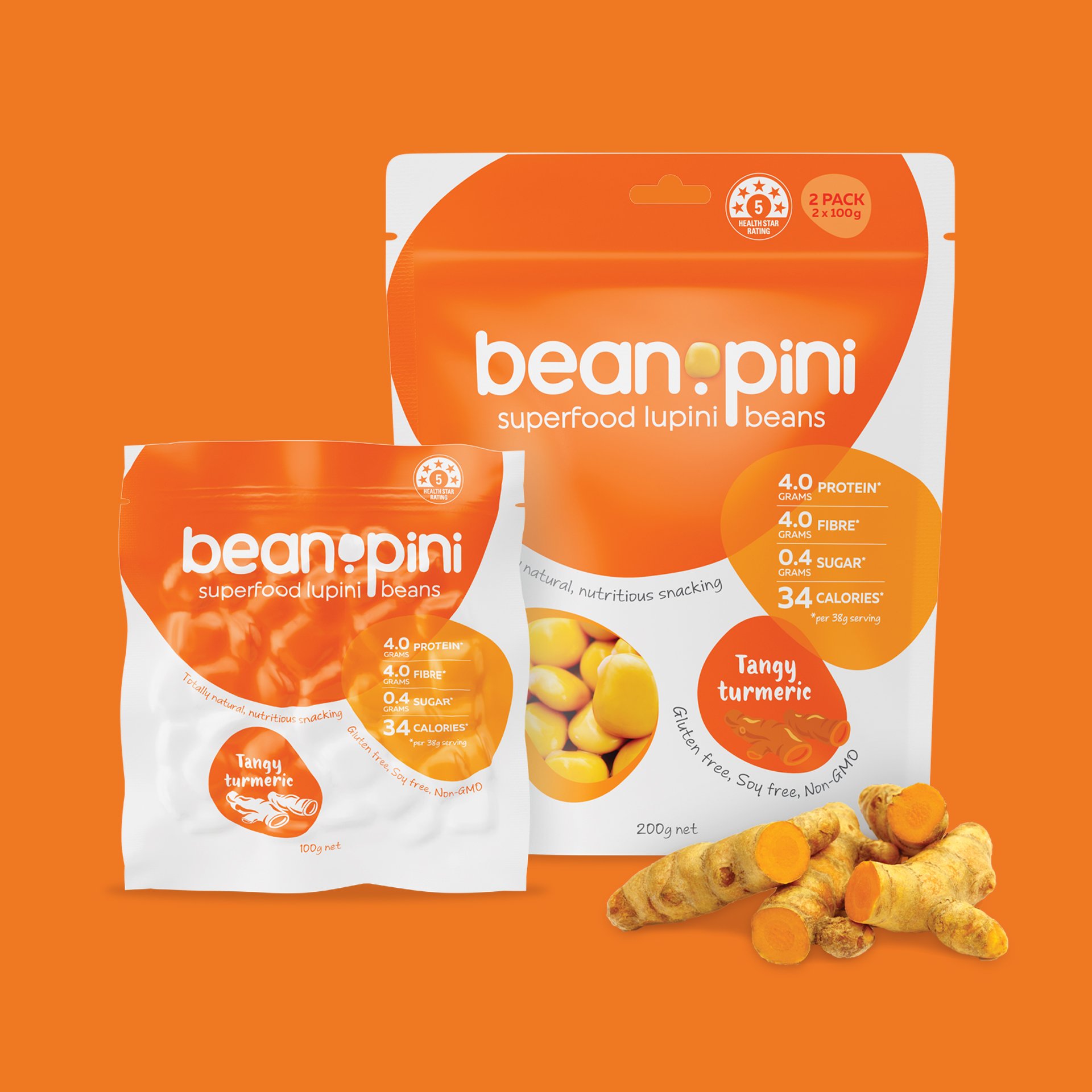superfood packaging design Beanopini tumeric