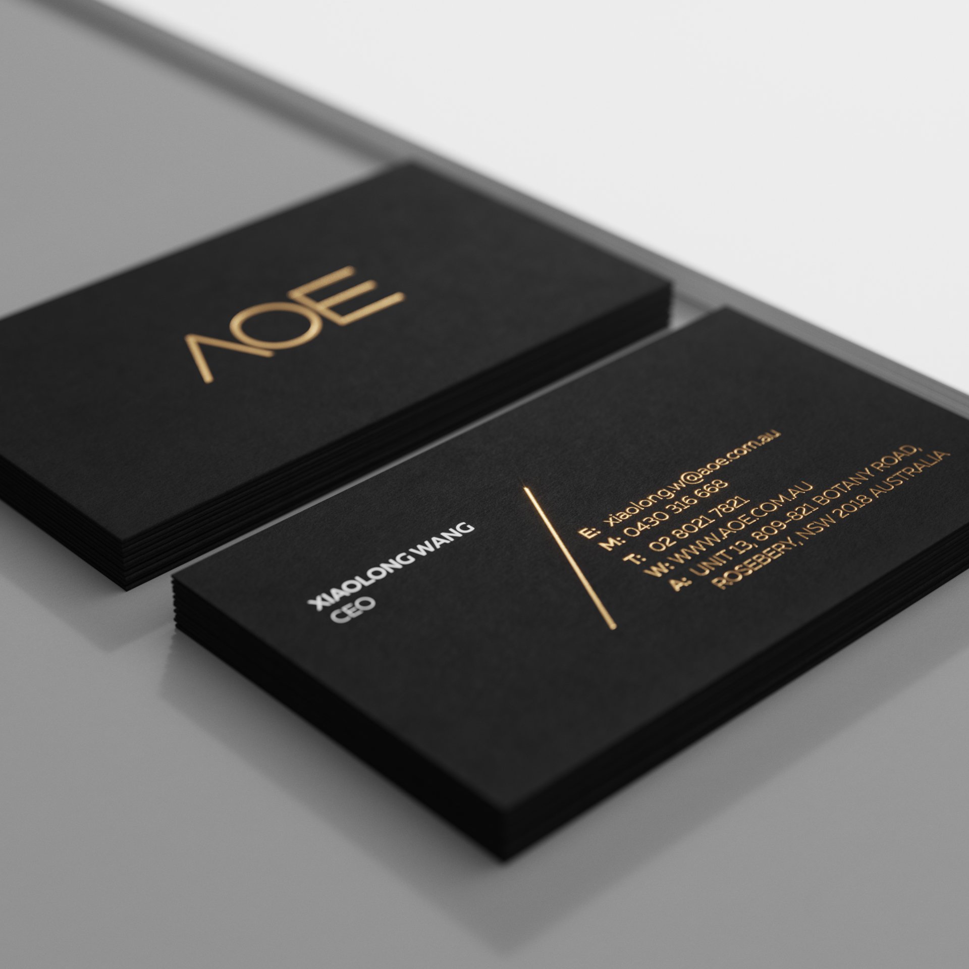 identity design AOE business cards