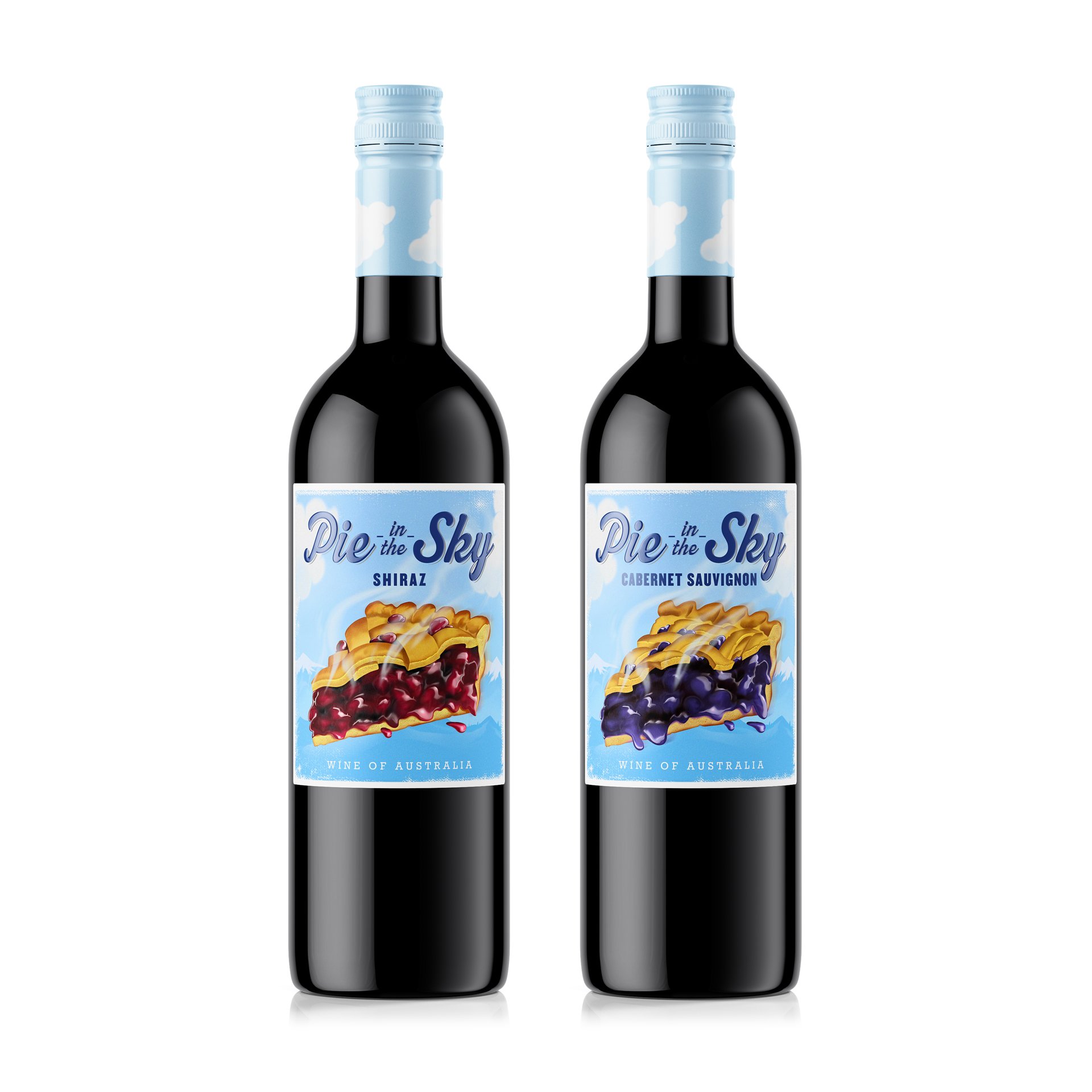 wine packaging design PieInTheSky shiraz CabSauv