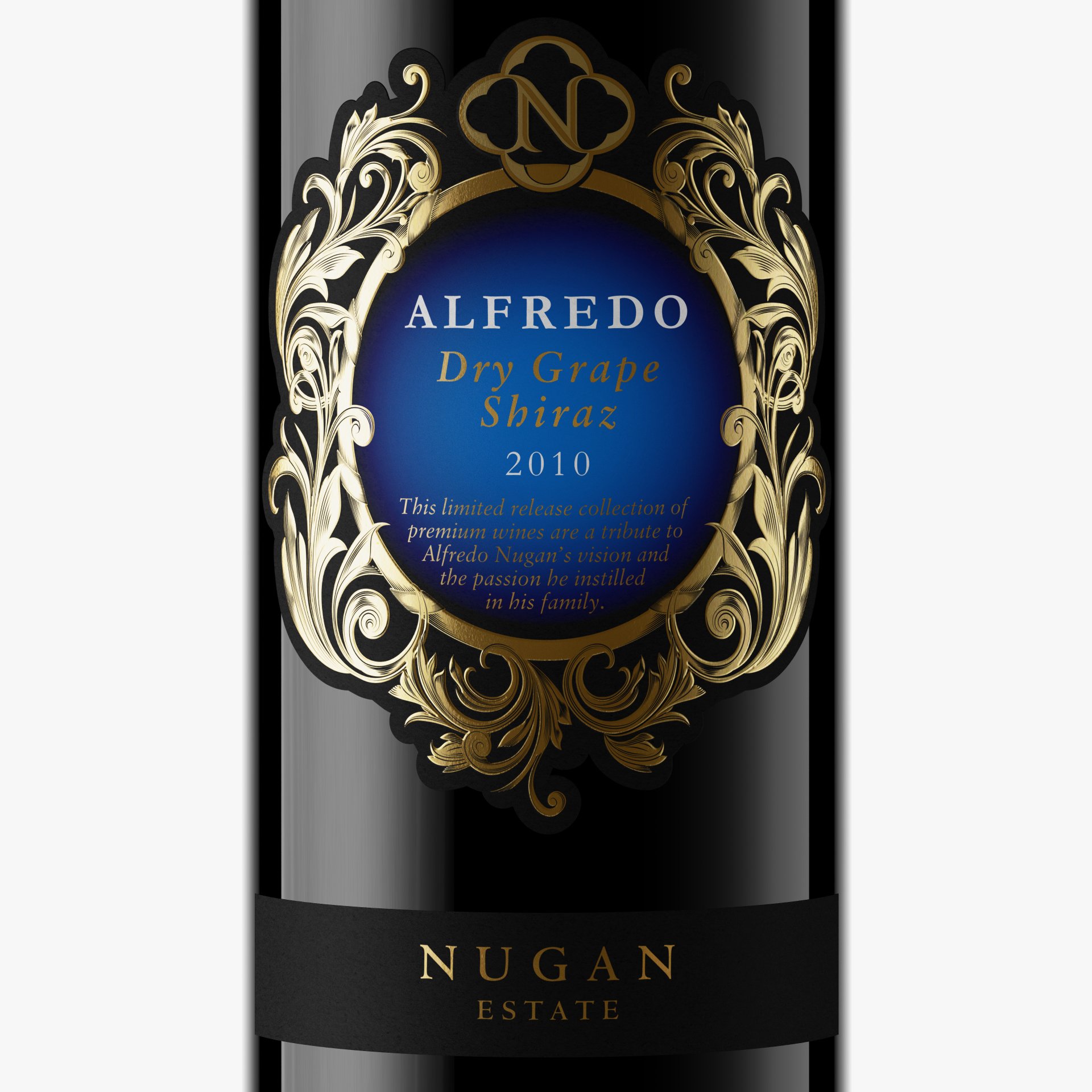 NuganEstateAlfredo wine packaging design label shiraz blue
